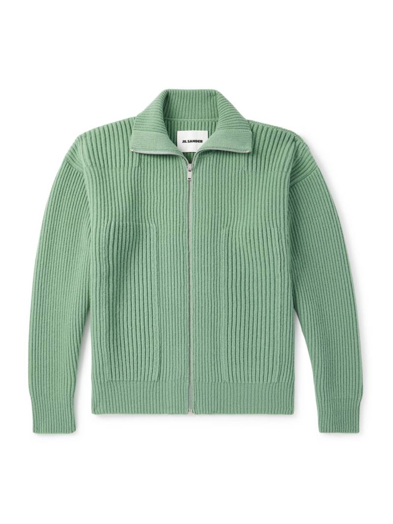 Jil Sander - Ribbed Wool Zip-Up Cardigan - Men - Green - IT 48 von Jil Sander
