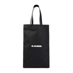 Jil Sander Shopper Tote Tasche Schwarz Aus Baumwolle-leinen Mit Lederriemen von Jil Sander