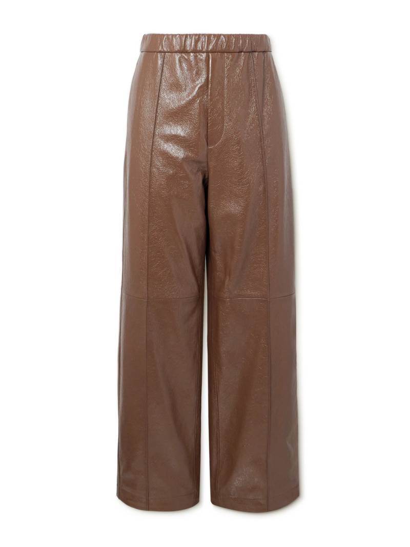 Jil Sander - Straight-Leg Glossed Textured-Leather Trousers - Men - Brown - IT 48 von Jil Sander