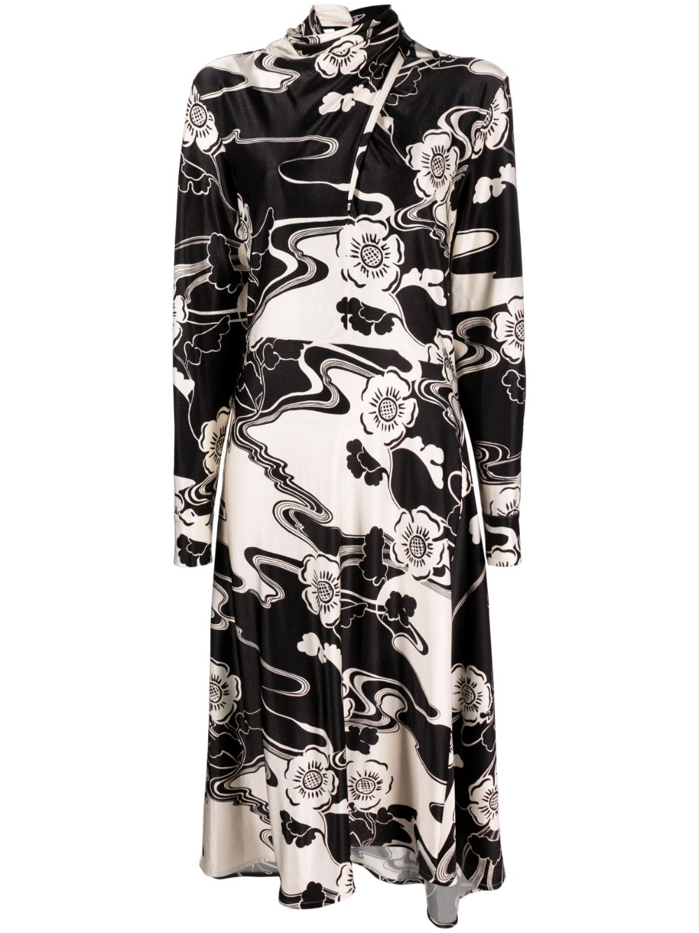 Jil Sander Asymmetrisches Kleid mit Blumen-Print - Schwarz von Jil Sander