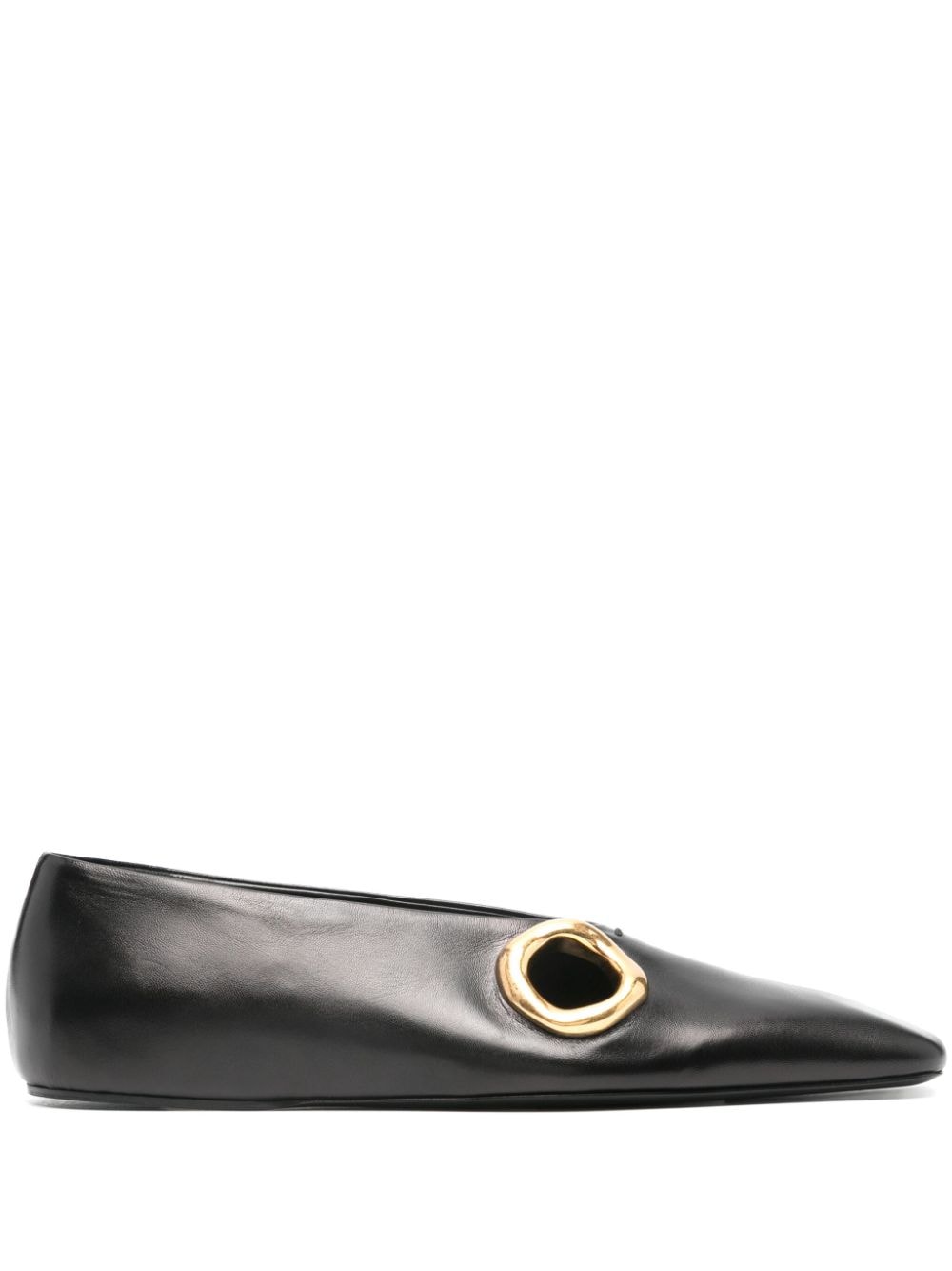 Jil Sander square-toe leather ballerina shoes - Schwarz von Jil Sander