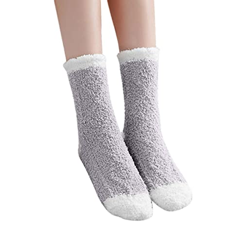 Jilagthvr Damen Plüsch Socken Kuschelsocken Wintersocken Bodensocken Bettsocken Kuschel Flauschig Weiche Vlies Haussocken Winter Warme Dicke Socken Fleece-Schlafsocken von Jilagthvr