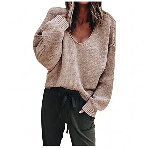 Jilagthvr Damen Strickpullover Einfarbig Pullover Oversize Sweatshirt Casual Sweater Winter Strickpulli Langarmshirt Rundhals Oberteile Tops Rollkragen Sweatshirts Herbst Warm Strickwaren von Jilagthvr