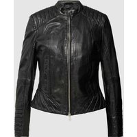 Jilani Bikerjacke aus Leder mit Stehkragen in Black, Größe 38 von Jilani