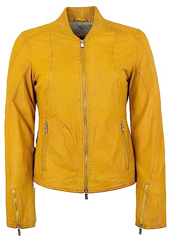 Jilani - Damen Echtleder Lederjacke Lammleder gelb antik Größe 38 von Jilani