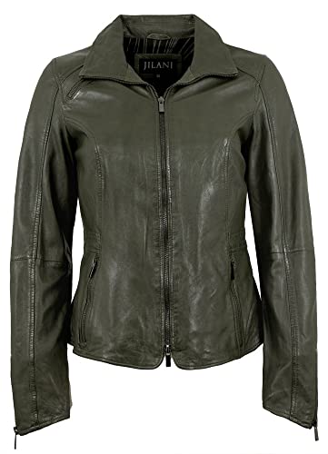 Jilani - Damen Echtleder Lederjacke Lammnappa Olive Größe 38 von Jilani