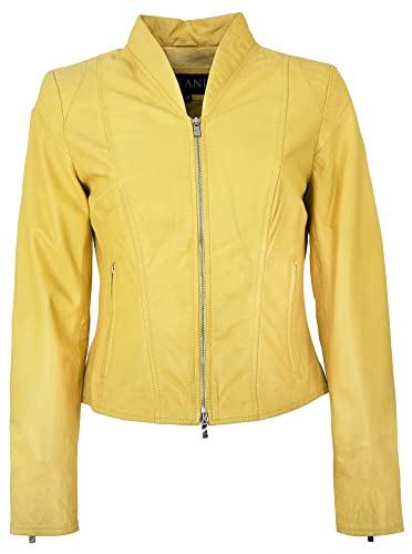 Jilani - Damen Echtleder Lederjacke Lammnappa hellgelb Größe 38 von Jilani