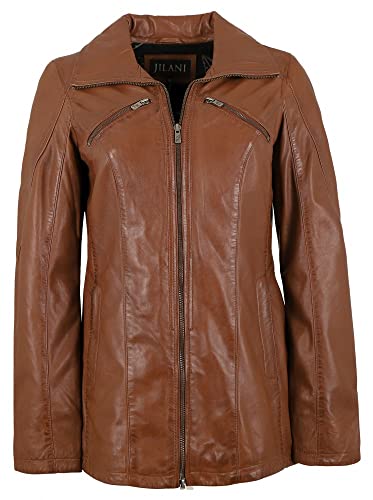Jilani - Damen Echtleder Lederjacke Lammnappa mittelbraun Pflanzlich gegerbt Größe 36 von Jilani