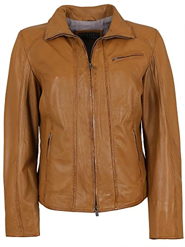 Jilani - Damen Echtleder Lederjacke Oversize Lammnappa Cognac Pflanzlich gegerbt Größe 42 von Jilani