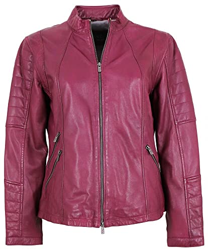 Jilani - Damen Echtleder Lederjacke Oversize Lammnappa Magenta Pflanzlich gegerbt Größe 42 von Jilani