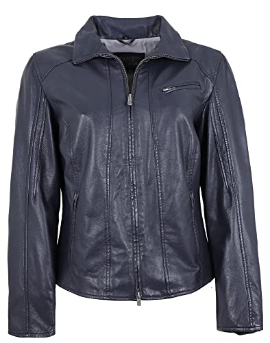 Jilani - Damen Echtleder Lederjacke Oversize Lammnappa dunkelblau Pflanzlich gegerbt Größe 42 von Jilani