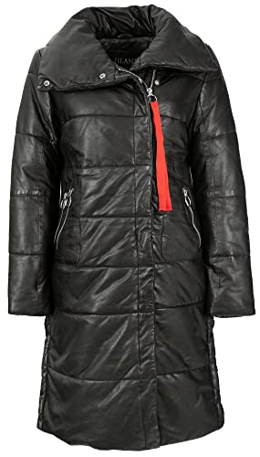Jilani - Damen Echtleder Ledermantel Steppmantel Lammnappa schwarz Größe 42 von Jilani