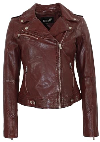 Jilani - Damen Echtleder Lederjacke Lammnappa Bikerjacke oxred Größe 36 von Jilani