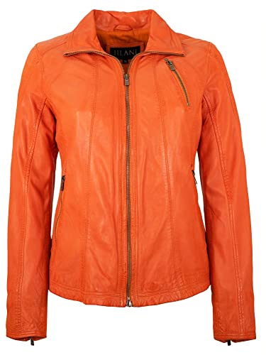 Jilani - Damen Lederjacke Lammnappa Coral orange Größe 46 von Jilani