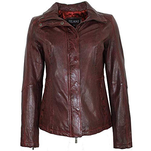 Jilani - Damen Lederjacke Lammnappa dunkelrot antik Größe 38 von Jilani