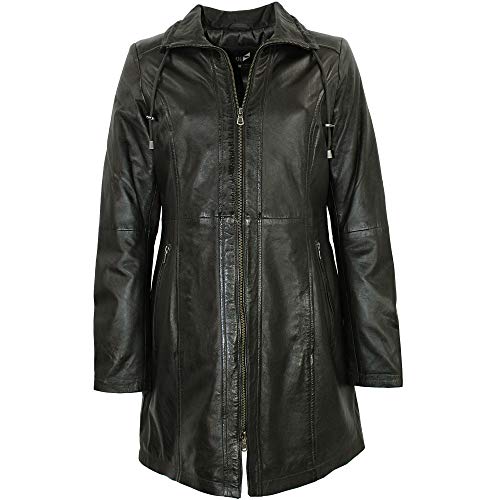 Jilani - Damen Ledermantel Longjacke Lammnappa anthrazit schwarz Größe 38 von Jilani