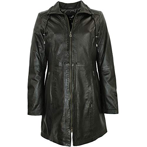 Jilani - Damen Ledermantel Longjacke Lammnappa anthrazit schwarz Größe 44 von Jilani