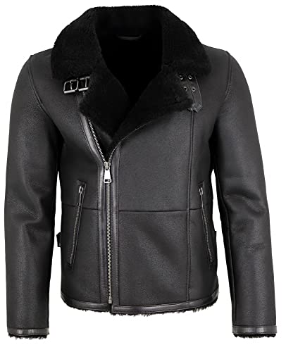 Jilani - Herren Echtleder Lammfelljacke Lederjacke schwarz Größe 52 von Jilani