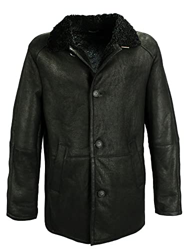 Jilani - Herren Echtleder Lammfellmantel Lederjacke Ledermantel schwarz Größe 56 von Jilani