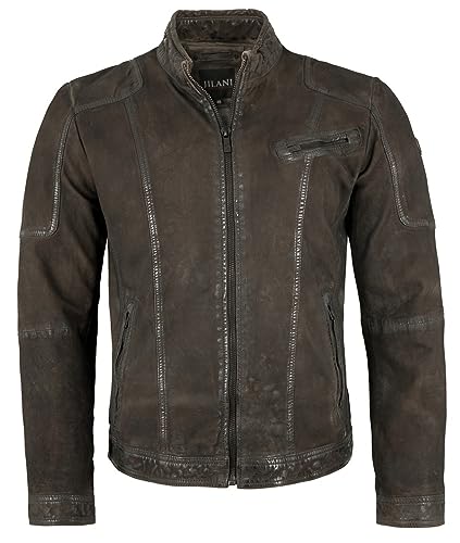 Jilani - Herren Echtleder Lederjacke Lammleder Dunkelbraun antik Größe 48 von Jilani