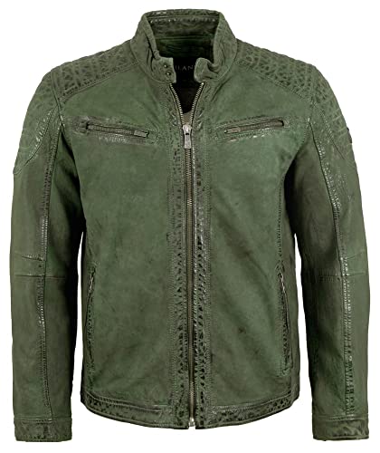 Jilani - Herren Echtleder Lederjacke Lammnubuk laubgrün Größe 52 von Jilani