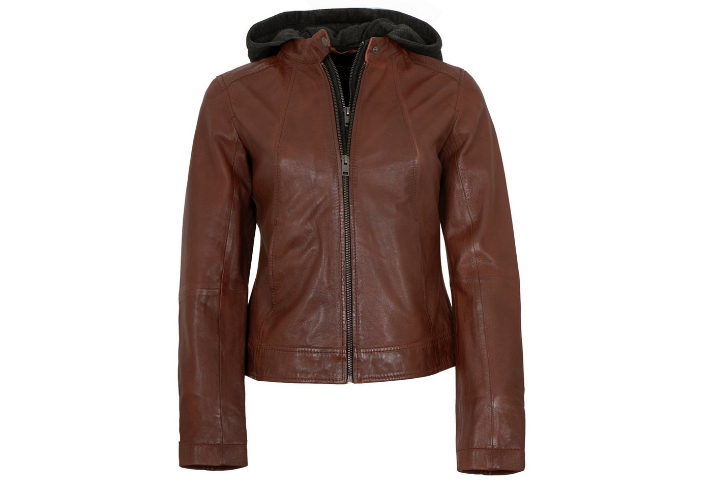 Jilani Lederjacke Ashley Jilani Collection - Damen Lederjacke Lammnappa Kapuze dunkles cognac von Jilani