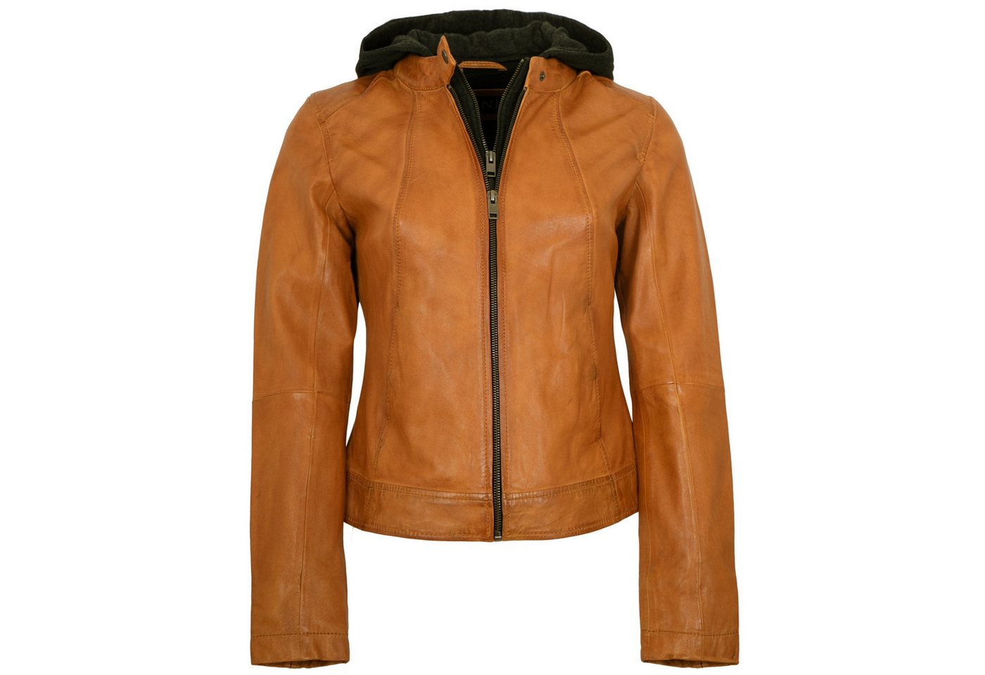 Jilani Lederjacke Ashley Jilani Collection - Damen Lederjacke Lammnappa Kapuze dunkles gelb von Jilani