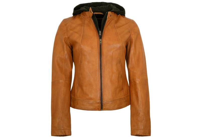 Jilani Lederjacke Ashley Jilani Collection - Damen Lederjacke Lammnappa Kapuze dunkles gelb von Jilani