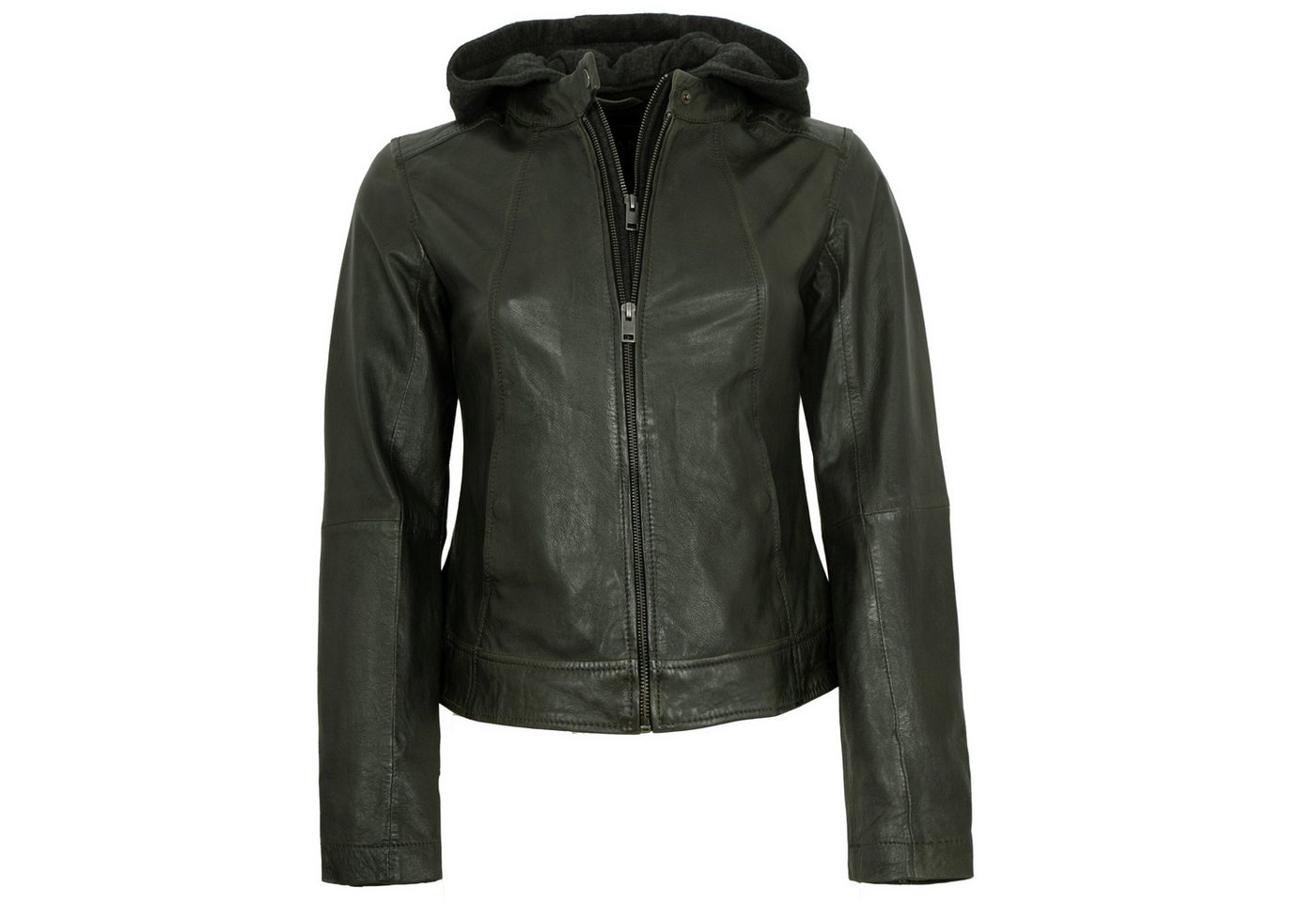 Jilani Lederjacke Ashley Jilani Collection - Damen Lederjacke Lammnappa Kapuze olive von Jilani