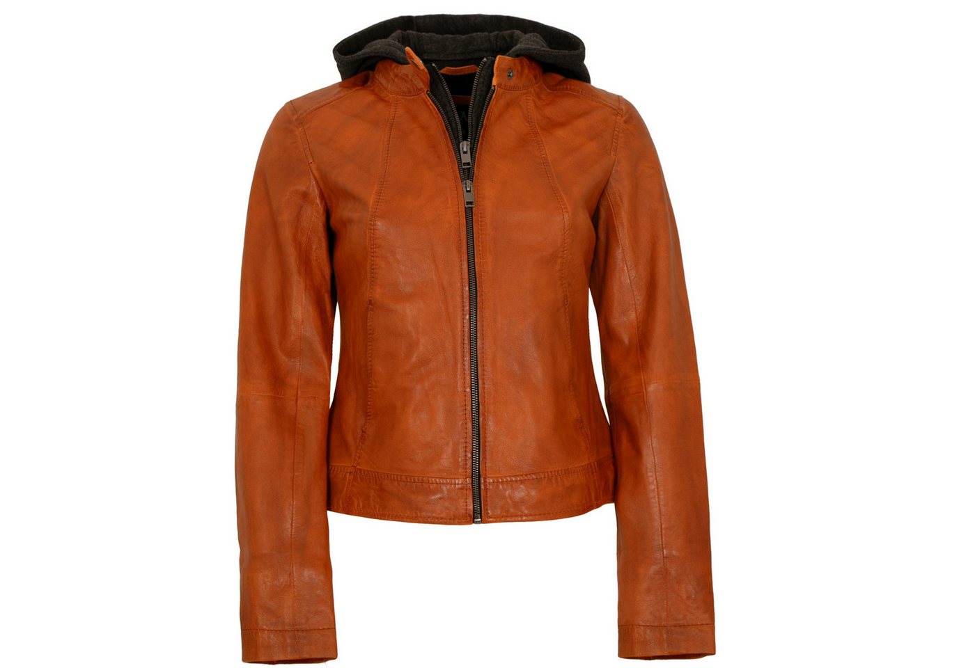 Jilani Lederjacke Ashley Jilani Collection - Damen Lederjacke Lammnappa Kapuze orange von Jilani