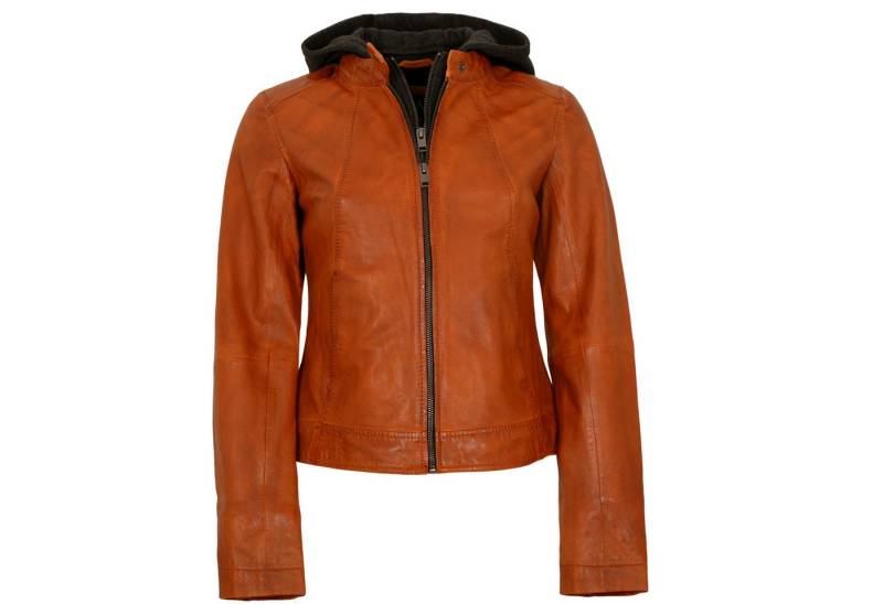 Jilani Lederjacke Ashley Jilani Collection - Damen Lederjacke Lammnappa Kapuze orange von Jilani