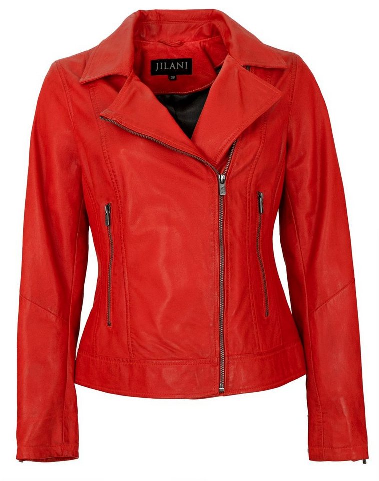 Jilani Lederjacke Baila Echtleder Damen Lederjacke Bikerjacke Lammnappa rot von Jilani