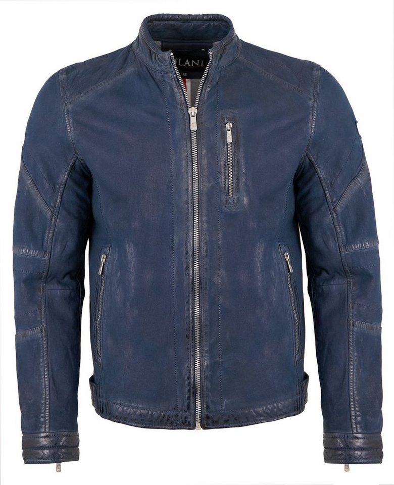 Jilani Lederjacke Balto-2 Echtleder Herren Lederjacke Lammnubuk mitternachtsblau von Jilani