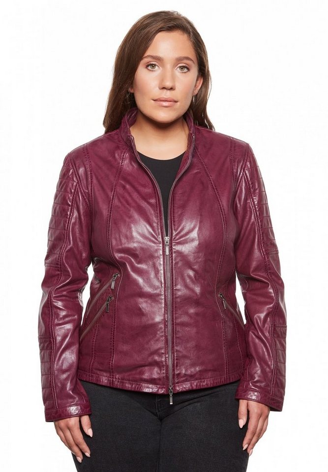 Jilani Lederjacke Belinda-2#JGR Echtleder Damen Lederjacke Oversize Lammnappa magenta von Jilani