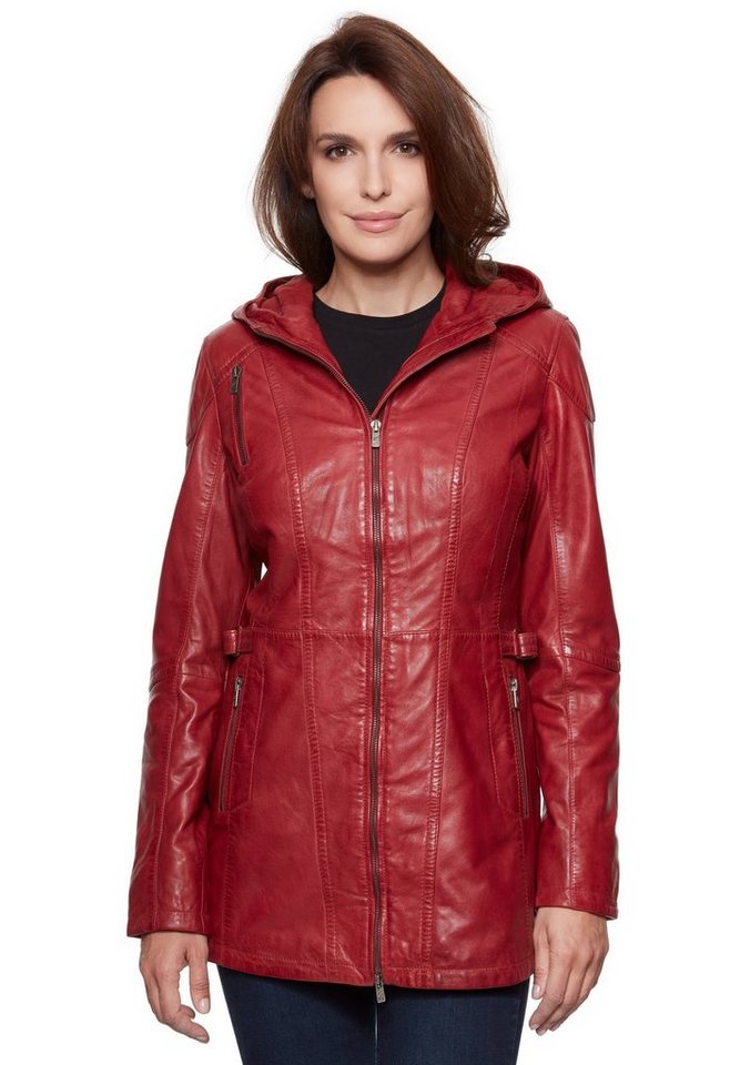 Jilani Lederjacke Catina #KJ Jilani - Damen Ledermantel Echtleder Lammnappa rot von Jilani