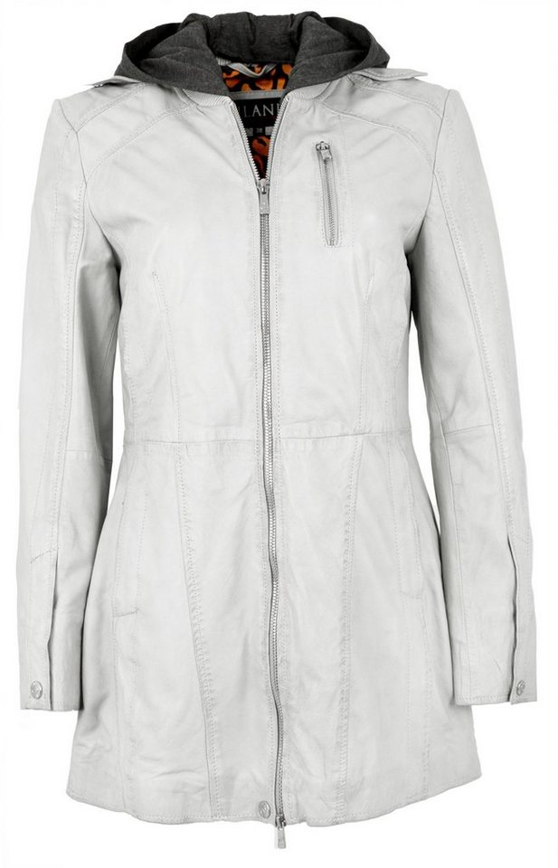 Jilani Lederjacke Cordelia ilani - Damen Echtleder Ledermantel Lammnappa ice grey von Jilani