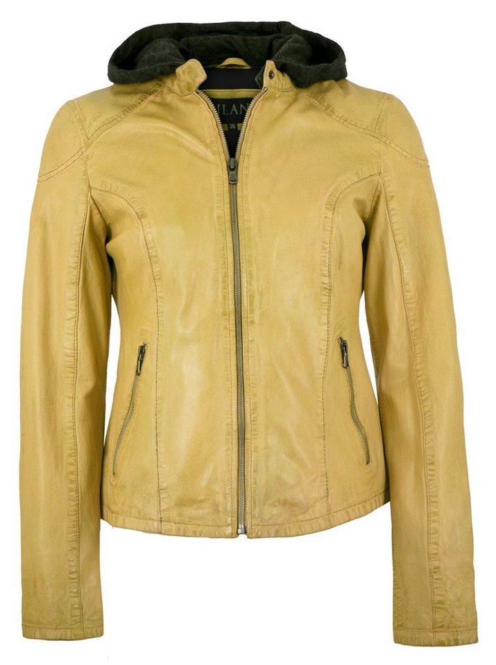 Jilani Lederjacke Delea Jilani - Damen Echtleder Lederjacke Lammnappa Kapuze gelb von Jilani