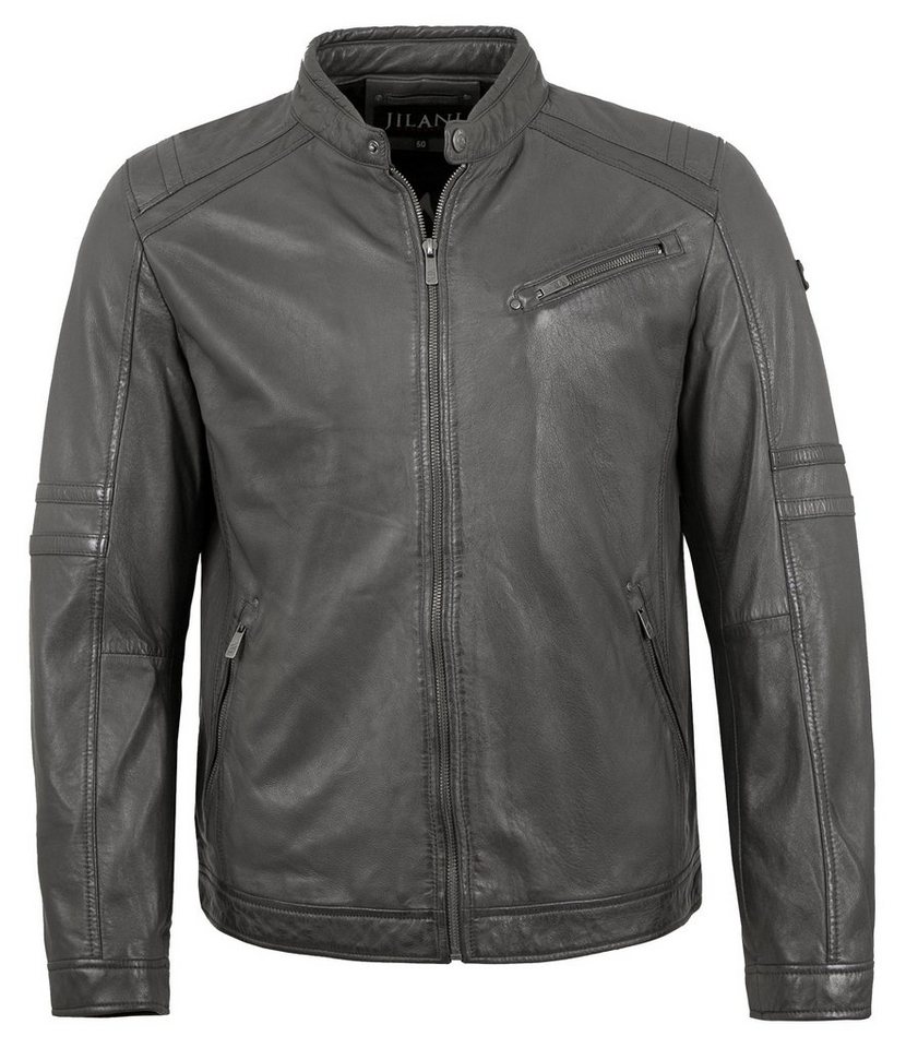 Jilani Lederjacke Eddy Echtleder Herren Lederjacke Lammnappa grau von Jilani