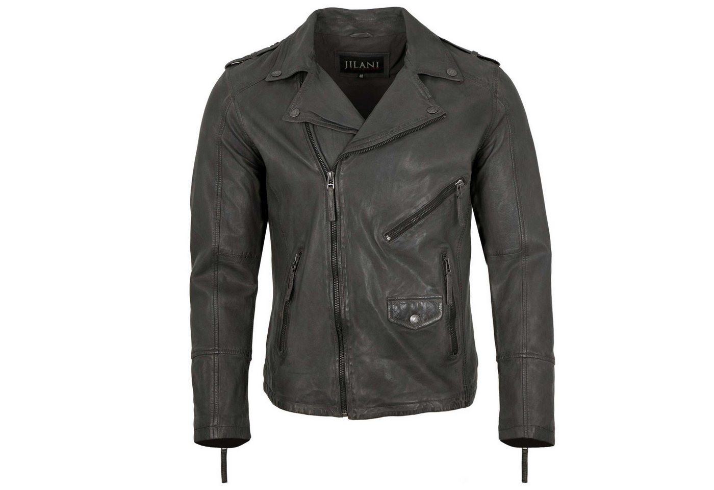 Jilani Lederjacke Flemming Jilani Collection - Herren Lederjacke Bikerjacke Lammnappa grau von Jilani