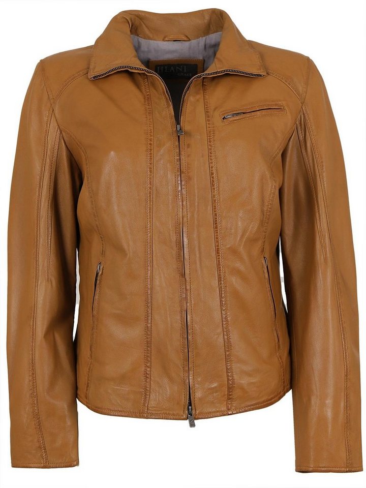 Jilani Lederjacke Halina-2 #JGR Echtleder Lederjacke Oversize Lammnappa cognac von Jilani