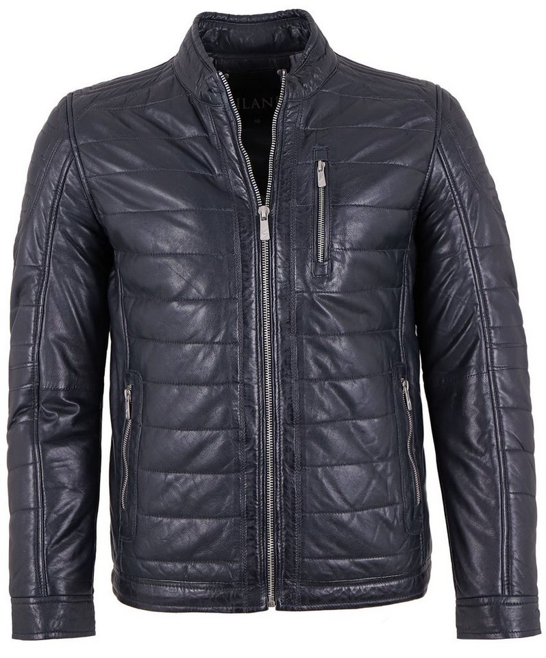 Jilani Lederjacke Iven-2 #KJ Echtleder Lederjacke Steppjacke Lammnappa dunkelblau von Jilani