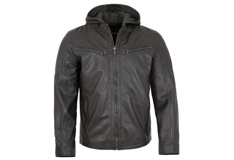 Jilani Lederjacke Joan Jilani Collection - Herren Lederjacke Kapuze Lammnappa anthra von Jilani