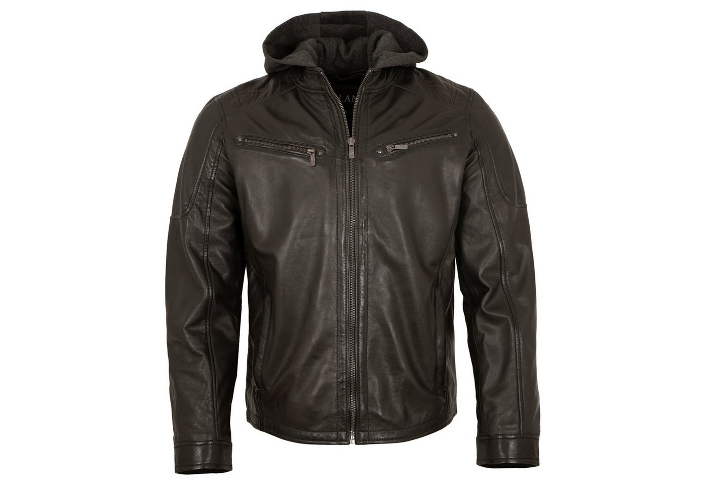 Jilani Lederjacke Joan Jilani Collection - Herren Lederjacke Kapuze Lammnappa dunkelbraun von Jilani