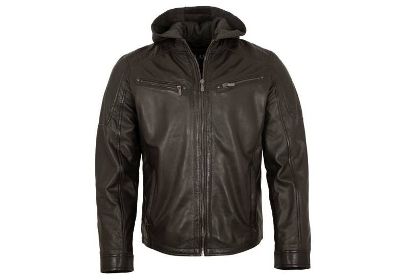 Jilani Lederjacke Joan Jilani Collection - Herren Lederjacke Kapuze Lammnappa dunkelbraun von Jilani