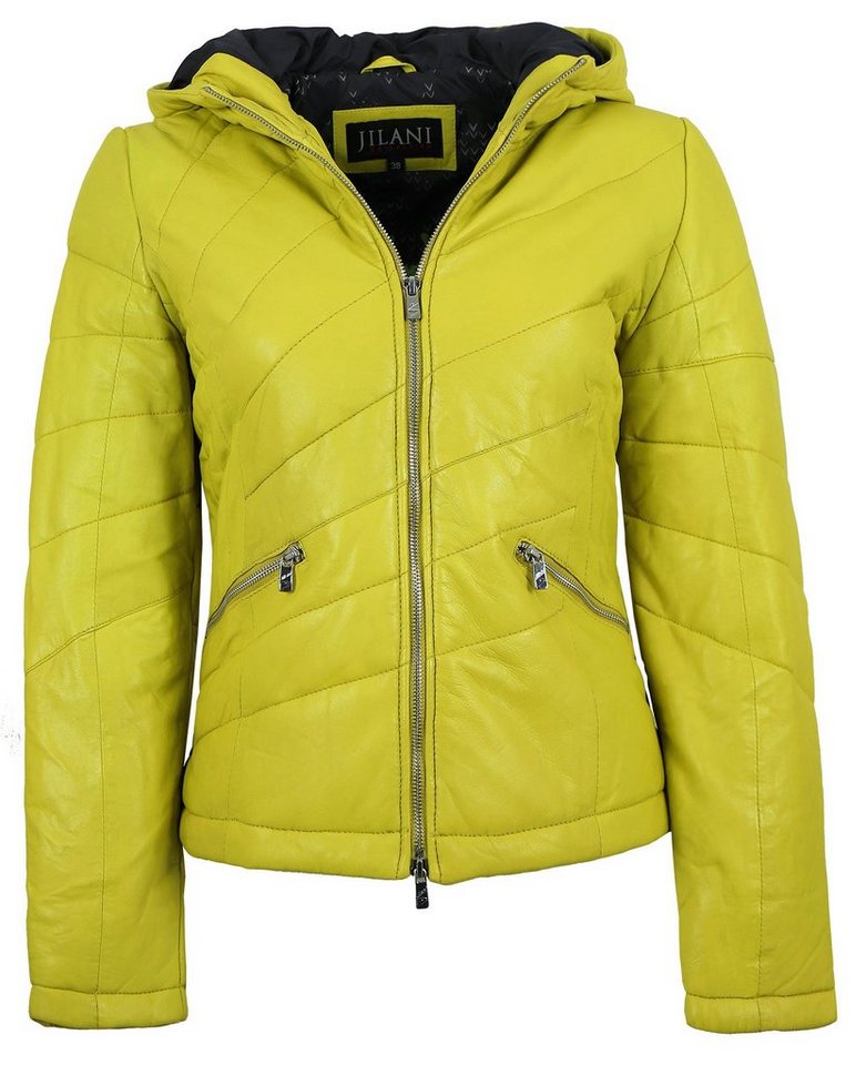 Jilani Lederjacke Kiko #KJ Jilani - Damen Lederjacke Echtleder Steppjacke Lammnappa lemon gelb von Jilani