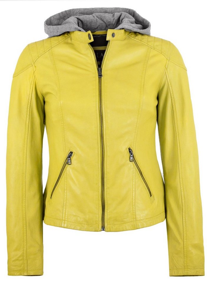 Jilani Lederjacke Laura-1 Echtleder Damen Lederjacke Kapuze Lammnappa gelb von Jilani