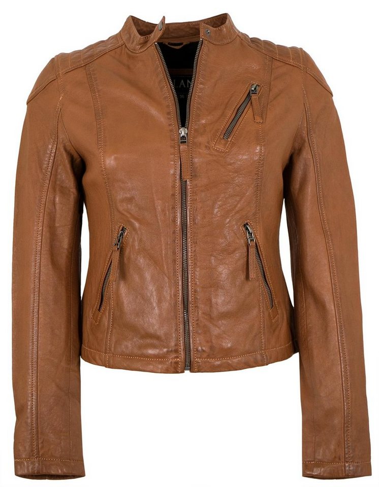 Jilani Lederjacke Laura Echtleder Damen Lederjacke Lammnappa Biker cognac von Jilani