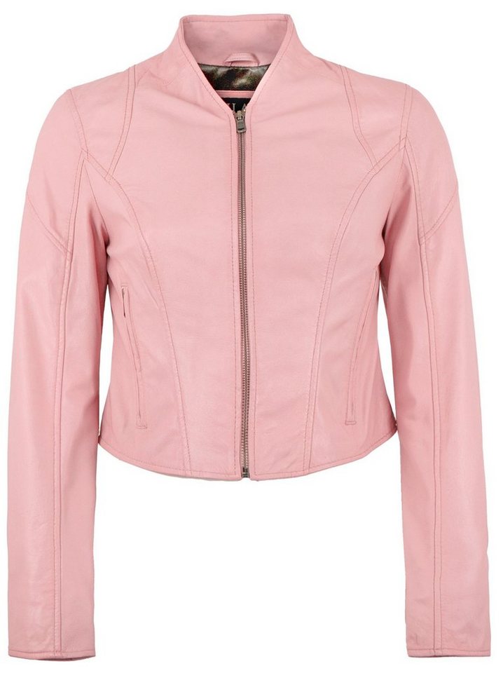 Jilani Lederjacke Lulal Echtleder Damen Lederjacke Kurzjacke Lammnappa rose von Jilani