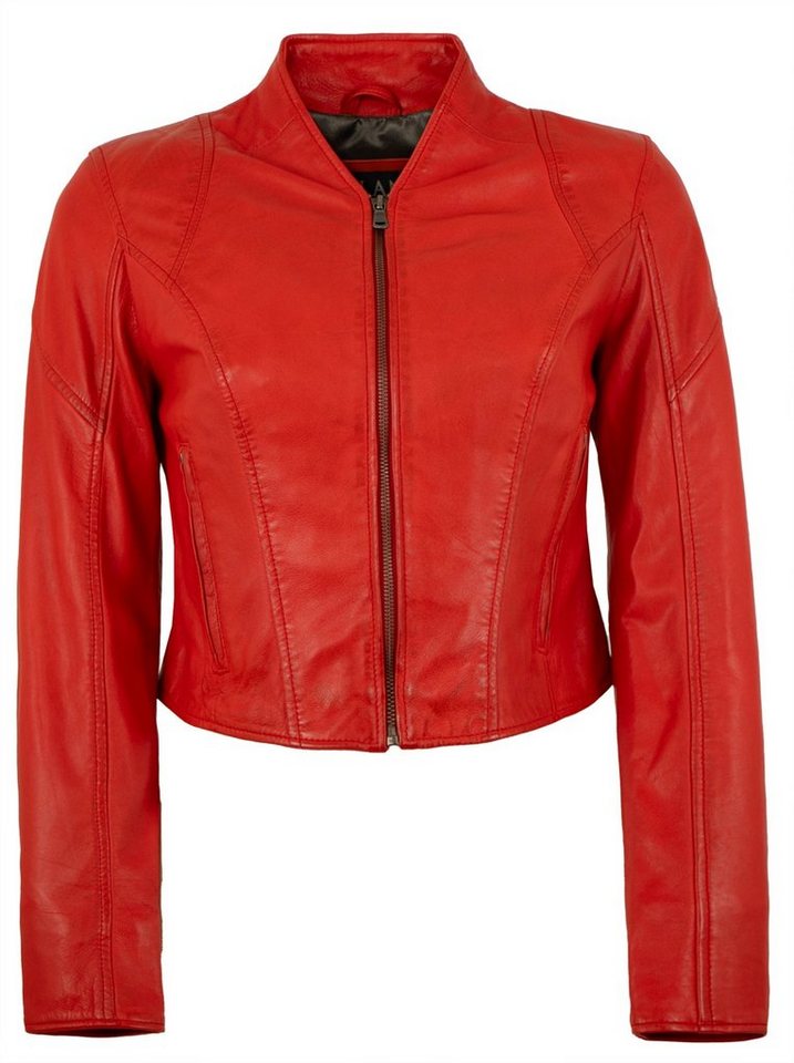 Jilani Lederjacke Lulal Echtleder Damen Lederjacke Kurzjacke Lammnappa rot von Jilani