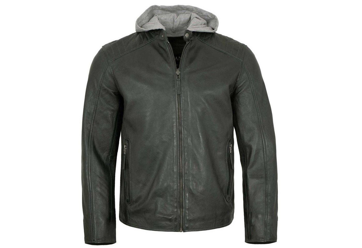 Jilani Lederjacke Razor-2 Jilani - Herren Lederjacke Kapuze Lammnappa petrol grün von Jilani